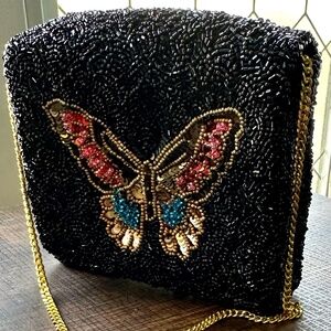 Tiana NY Beaded Bag - Black Butterfly